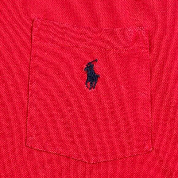 Polo Ralph Lauren Mens Polo Shirt XL Red Cotton Short Sleeve Pocket Black Pony - Picture 3 of 10